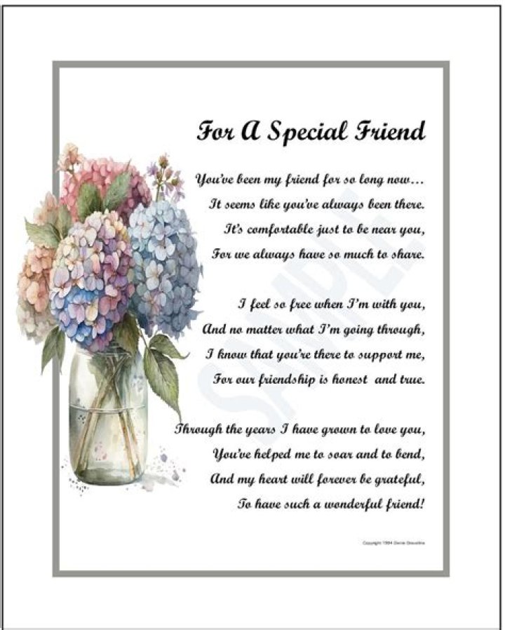 A Special Friend, Poem about Friendship, Thank You to My Best Friend