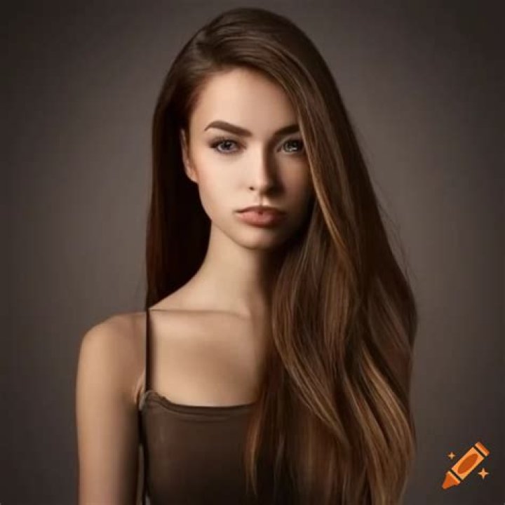 a woman with long brown hair wearing a black dress and posing for the
