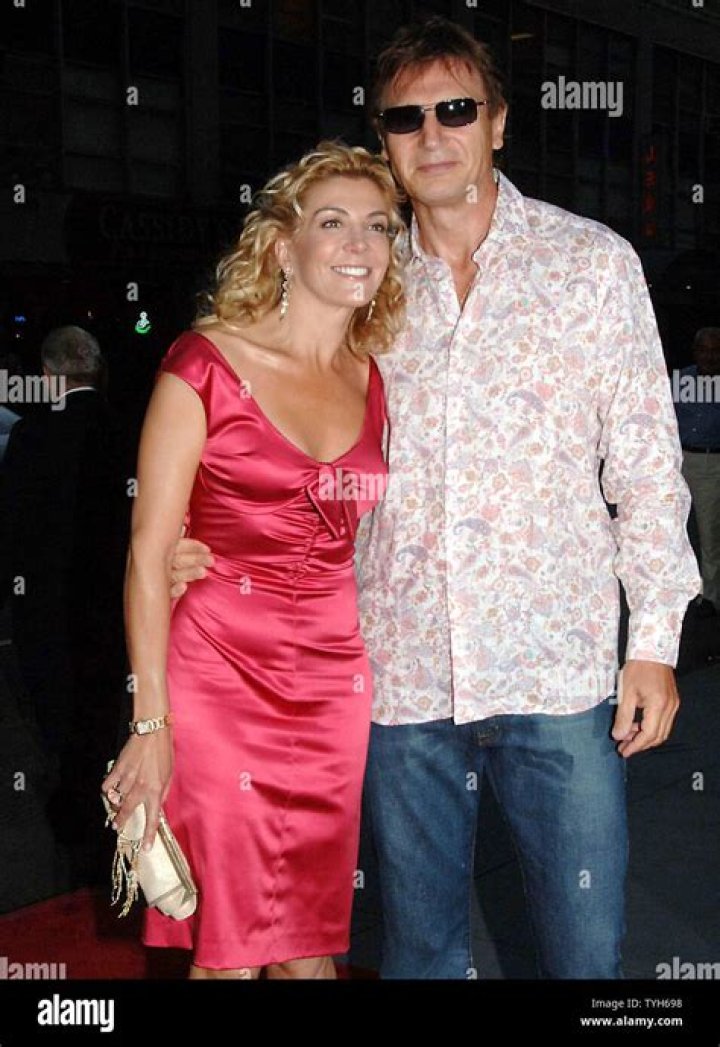 Actress Natasha Richardson poses with her husband actor Liam Neeson at