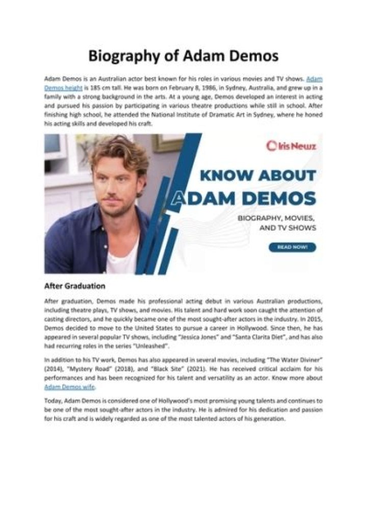 Adam Demos Biography, Height & Life Story Super Stars Bio