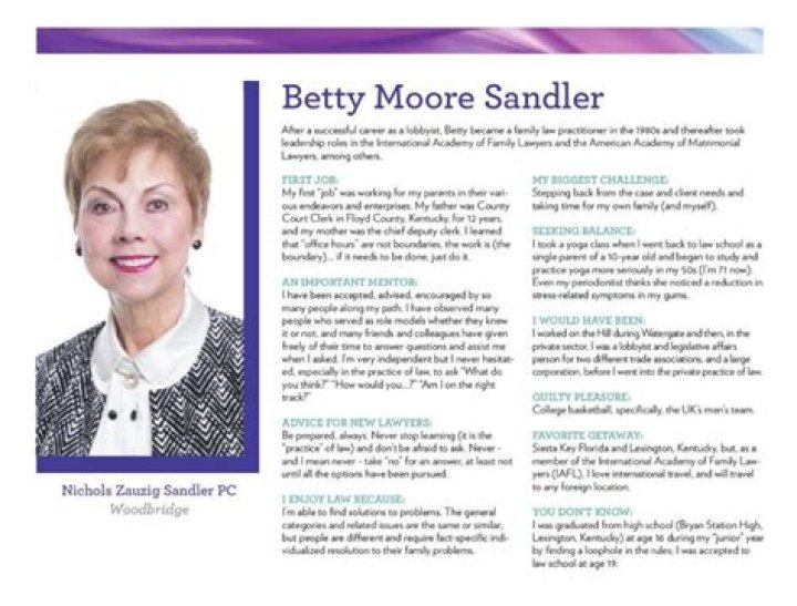 Betty Moore Sandler Northern Virginia Magazine