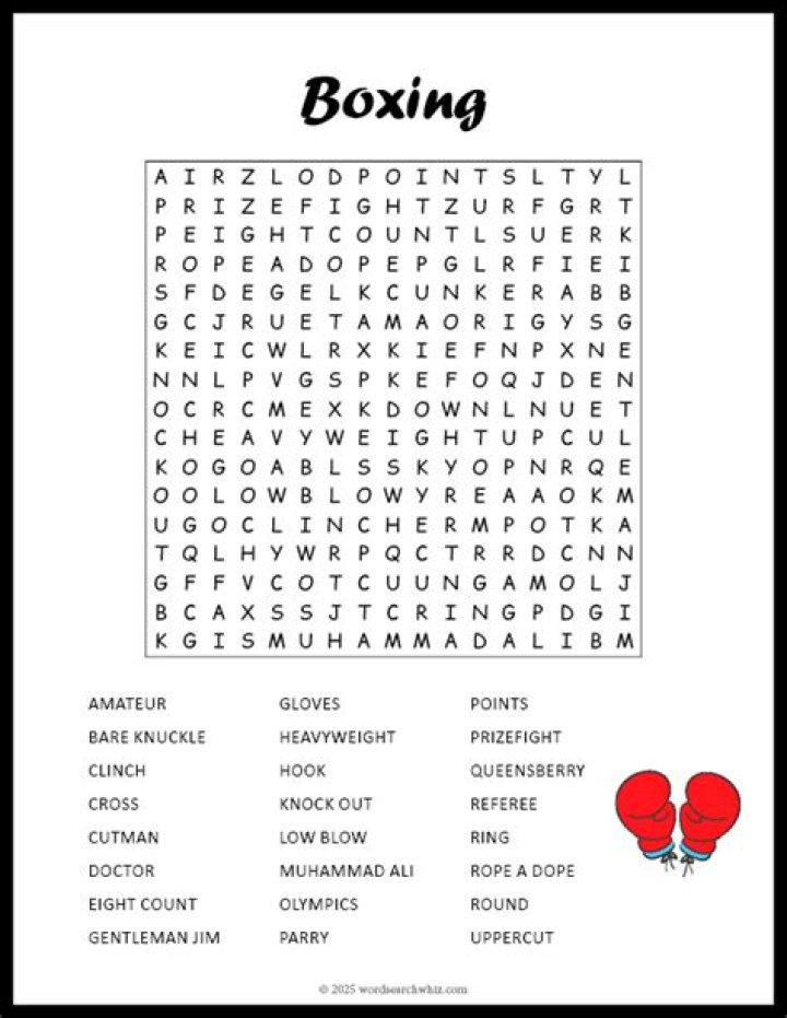 Boxing Word Search