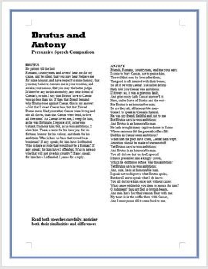 Brutus and Antony`s speeches