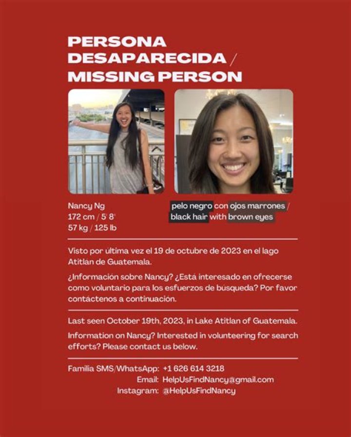 California woman Nancy Ng missing in Guatemala, disappeared while