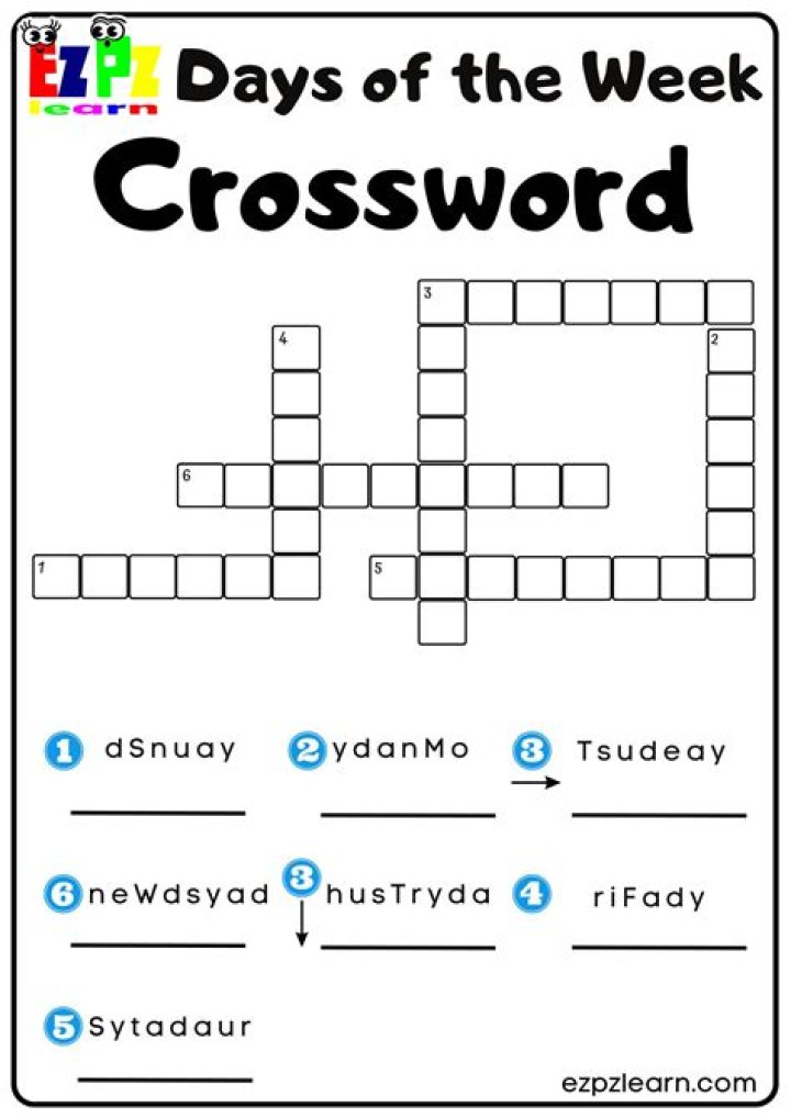 Days of the Week Crossword