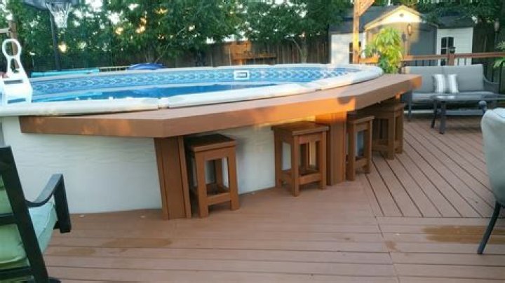 deckideas Backyard pool landscaping, Swimming pool decks, Above