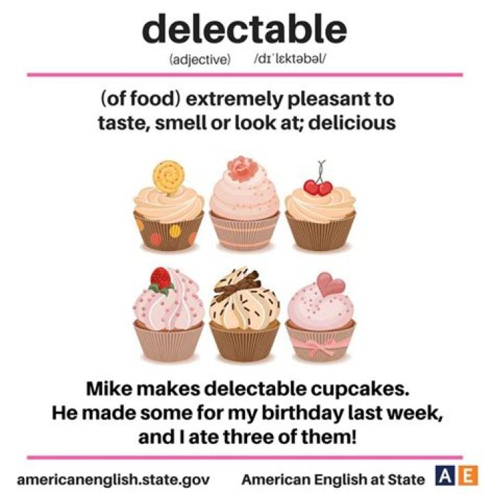 delectable (of food) extremely pleasant to taste, smell or look at