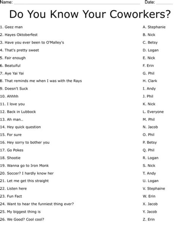Do you know your Coworkers? Crossword WordMint