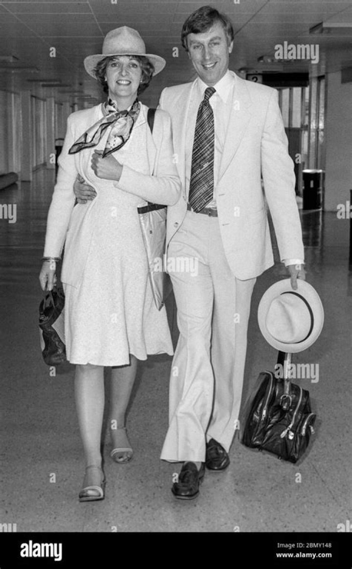 English actress Penelope Keith and husband Rodney Timson leaving London