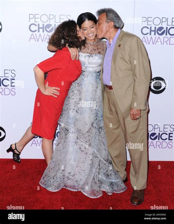 Gina Rodriguez, her Parents attending the press room at the 41st Annual