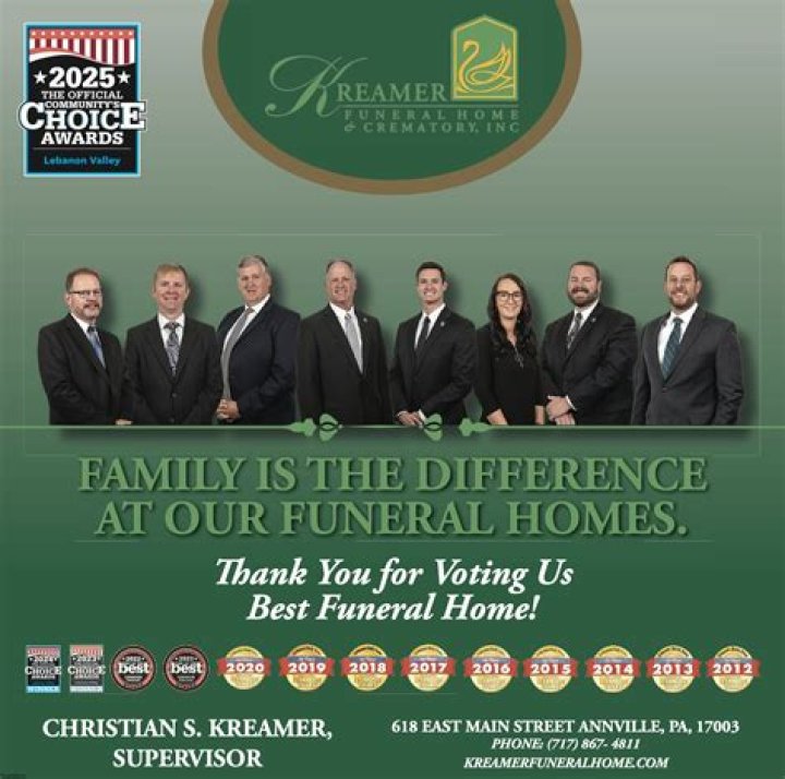 History & Staff Kreamer Funeral Home & Crematory, Inc. Annville, PA