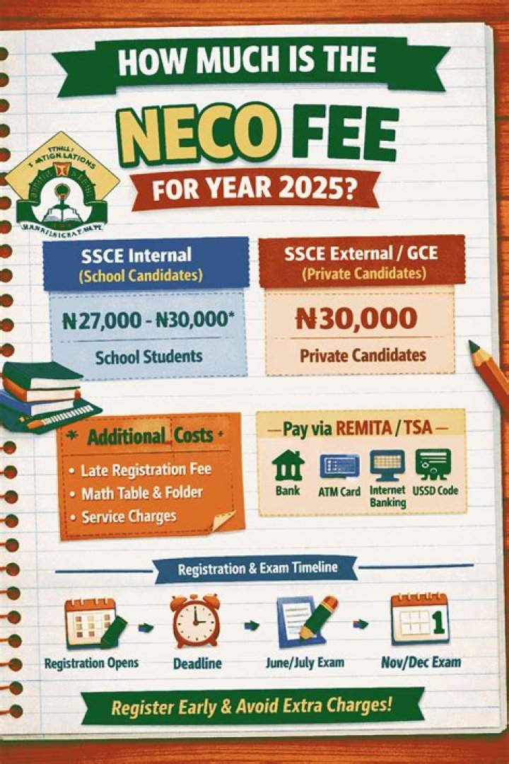 How much is the NECO GCE registration fee 2024?