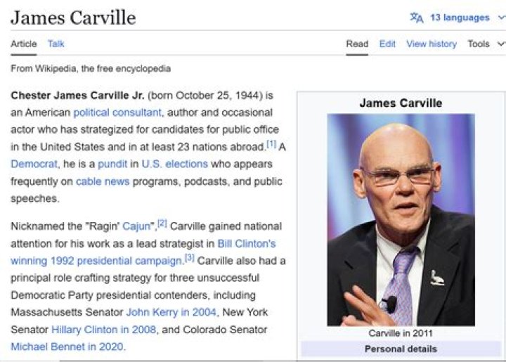 James Carville Health Update What Illness Does He Have? Wife And Net