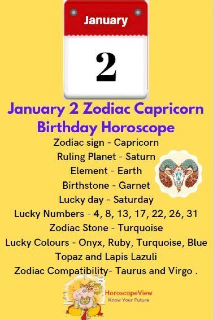 January 2 Zodiac Capricorn Birthday Horoscope