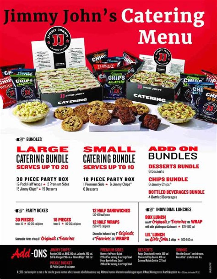 Jimmy Johns Catering Menu and Prices &raquo;