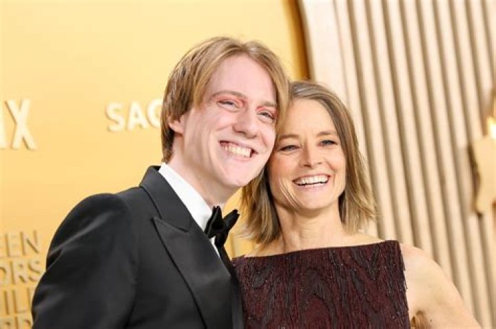 Jodie Foster gives her expartner Cydney Bernard a warm embrace during