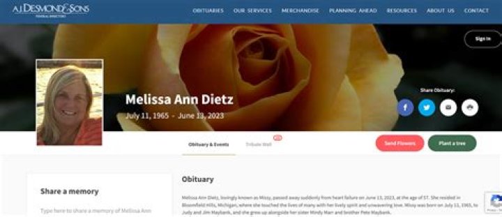 Kevin Dietz Wife Melissa Dietz Obituary Death Cause