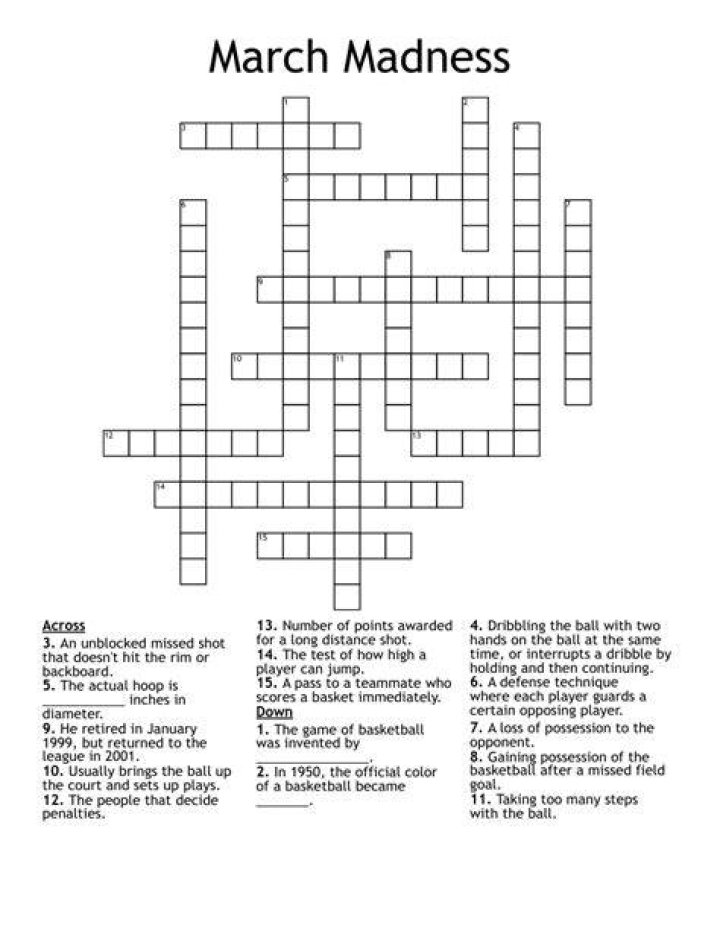 March Madness Crossword WordMint