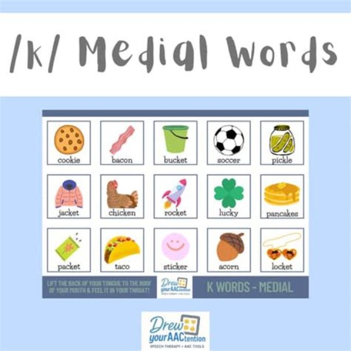 medial k words with pictures Clear Speech Therapy April 2011
