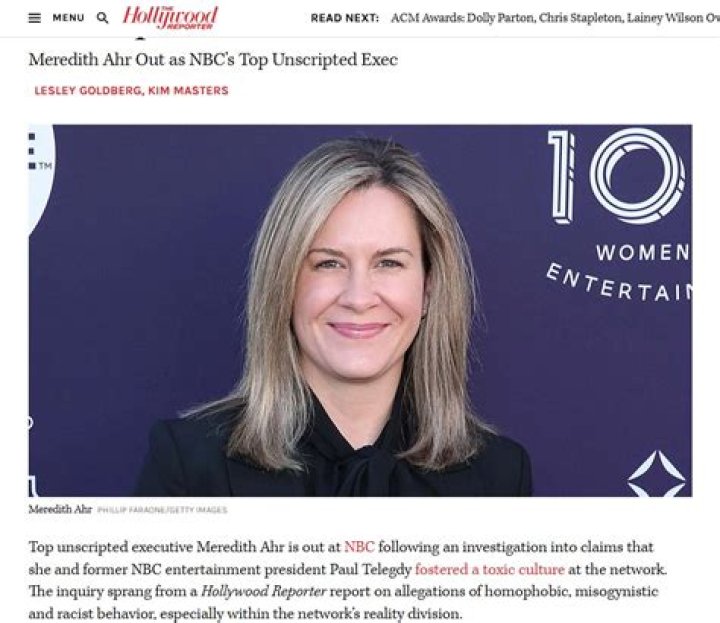 Meredith Ahr Out as NBC's Top Unscripted Exec Hollywood Reporter