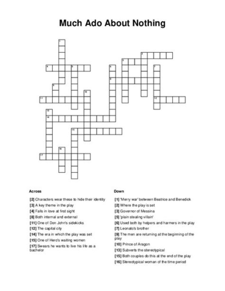 Much Ado About Nothing Crossword WordMint
