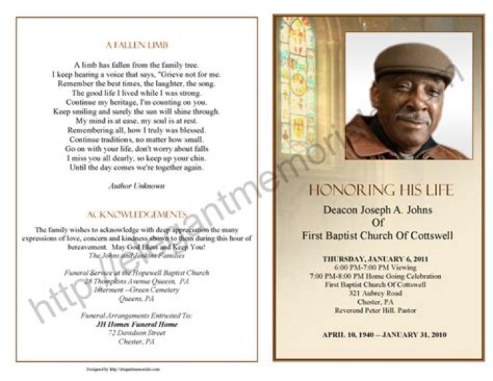 Obituary Examples For Funeral Program