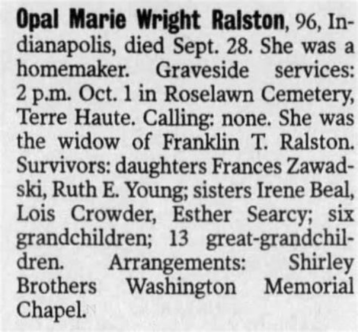 Obituary of Opal Wright Richardson Hill Funeral Home Proudly se...