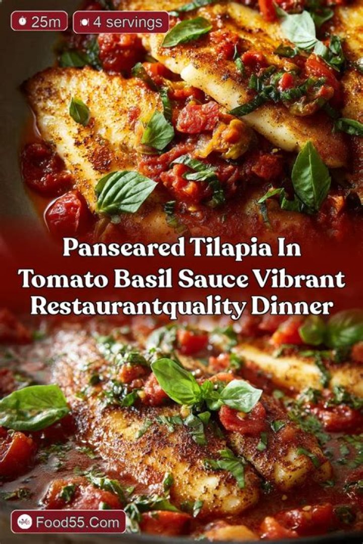 PanSeared Tilapia in Tomato Basil Sauce healthyfishrecipestilapia