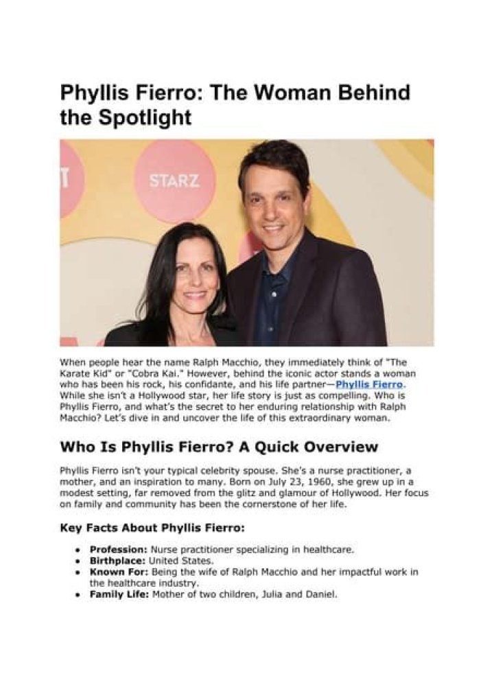 Phyllis Fierro Life Story of Ralph Macchio Jr.&rsquo;s Wife