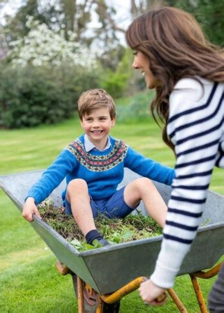 Prince Louis enjoys wheelbarrow ride with mum Kate in new photos to