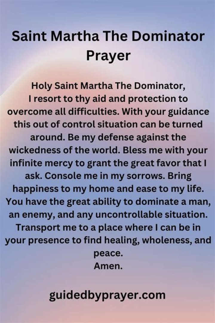 Saint Martha The Dominator Prayer Guided by Prayer