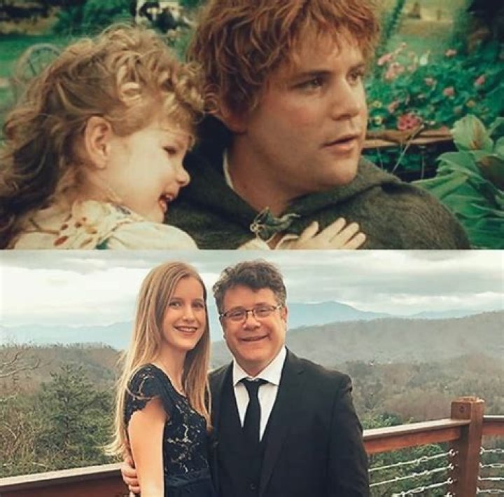 Sean Astin with his daughter in ROTK and at The Hobbit premiere The