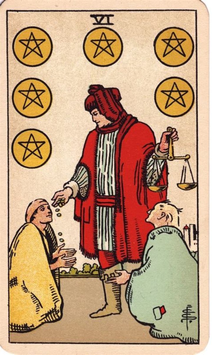 Six of Pentacles Tarot Card Meanings Biddy Tarot Tarot card