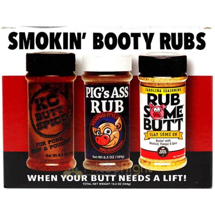 Smokin Booty Rubs 3 Pk KC Style Memphis Style & Carolina Style Dry Rub