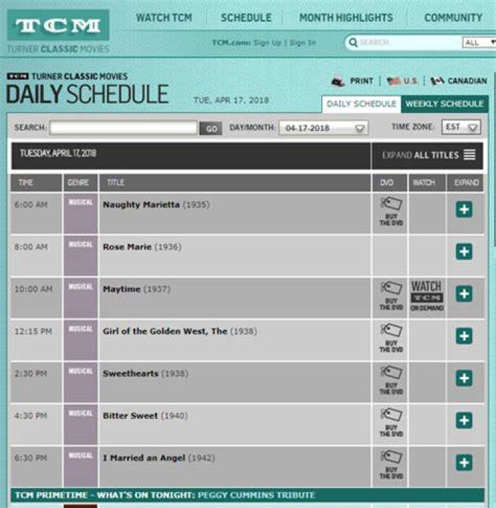 TCM Monthly Schedule View the Full TCM TV Schedule Turner Classic