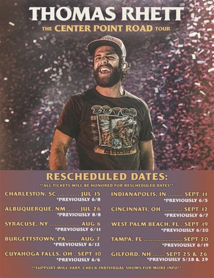 Thomas Rhett Reschedules Center Point Road Tour to 2021