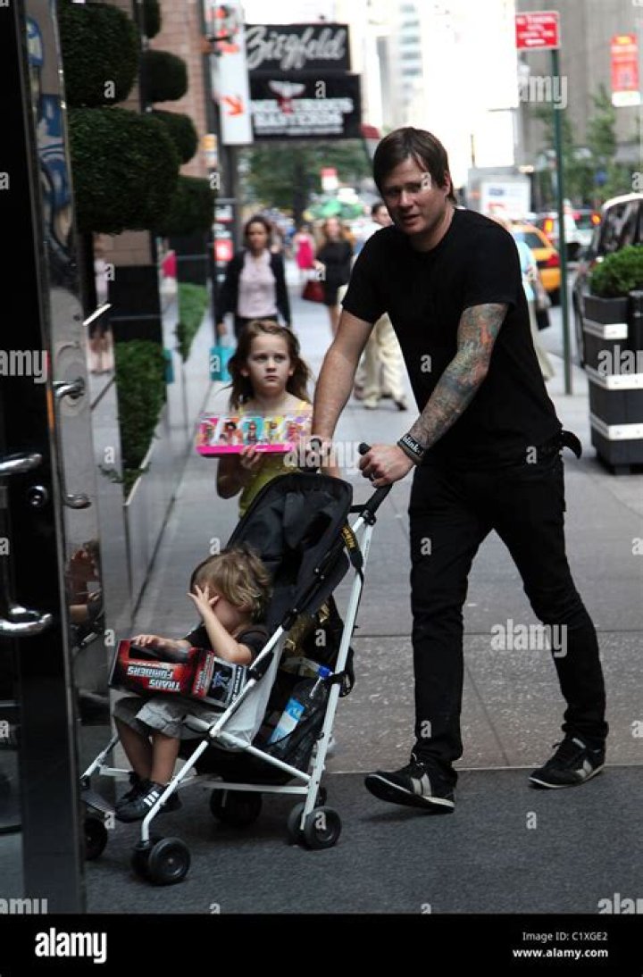 Tom DeLonge walks through Soho with his daughter Ava Elizabeth New York