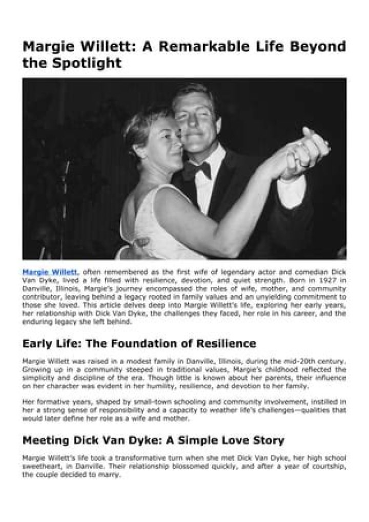 Top facts about Margie Willett biography Who is Van Dyke&rsquo;s first wife?