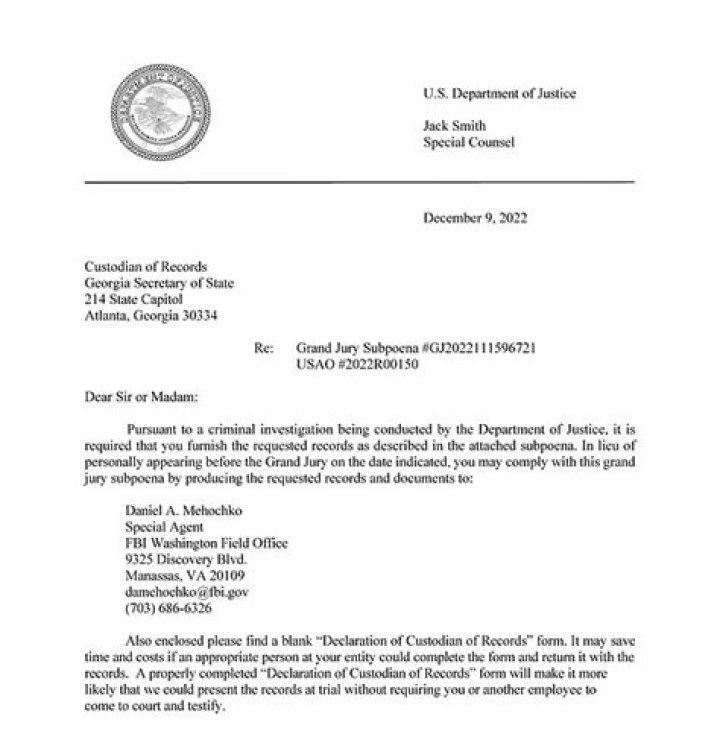Trump Special Counsel Subpoenas Brad Raffensperger