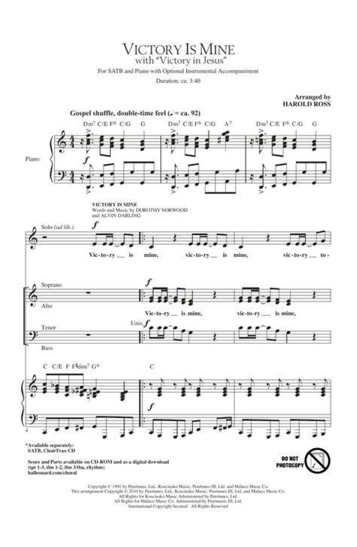 Victory Is Mine (with "Victory In Jesus") Trombone 1 & 2 Sheet Music