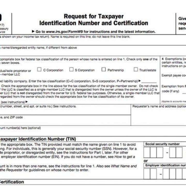 W9 Request for Taxpayer Identification Number and Certification