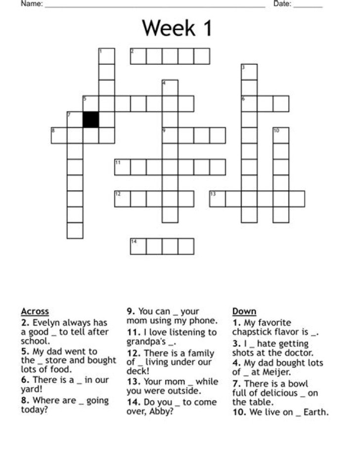 Week 1 Crossword WordMint